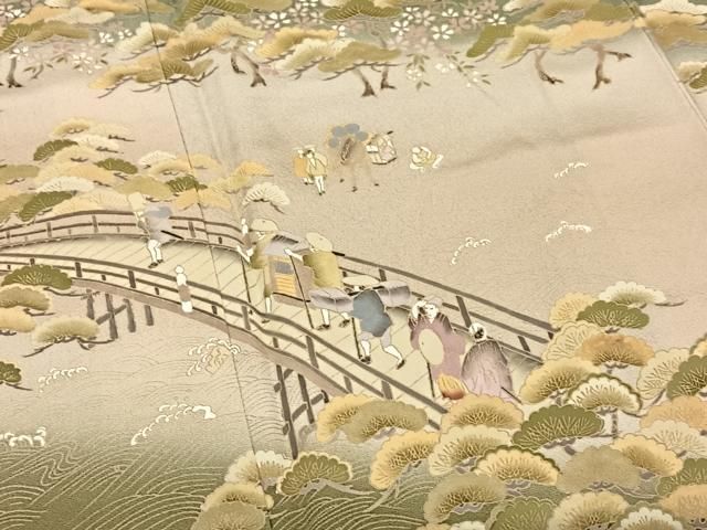 渡橋人物草花文 暈し染め