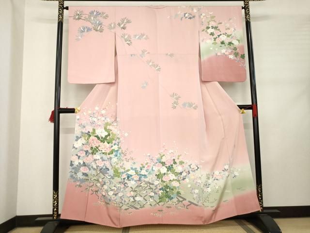 平和屋着物 訪問着 友禅 作家物 花籬文 暈し染め 正絹 ck