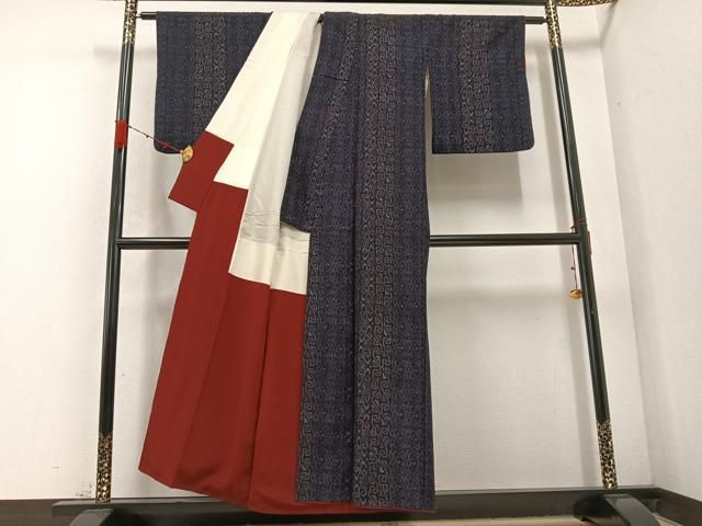 平和屋着物 結城ちぢみ 間道 正絹 ph