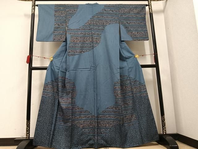 平和屋着物 訪問着 紬地 草花文 正絹 ph