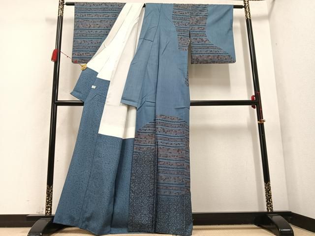 平和屋着物 訪問着 紬地 草花文 正絹 ph