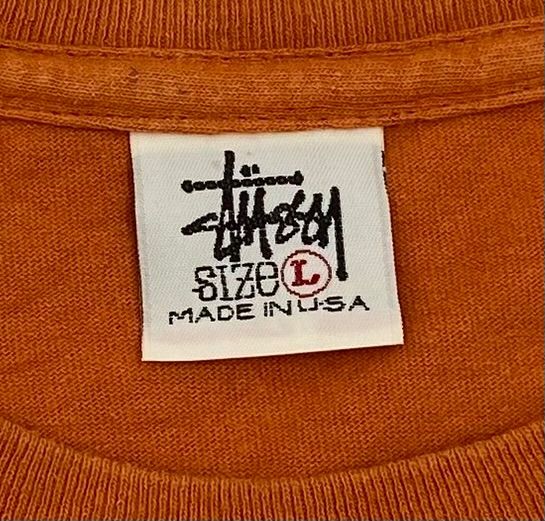 OLD STUSSY 90s 白タグ USA製 L オレンジ シャドーマン Tシャツ