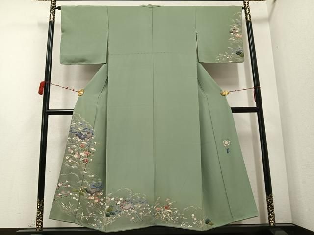 平和屋着物 訪問着 友禅 作家物 風景草花文 正絹 ph