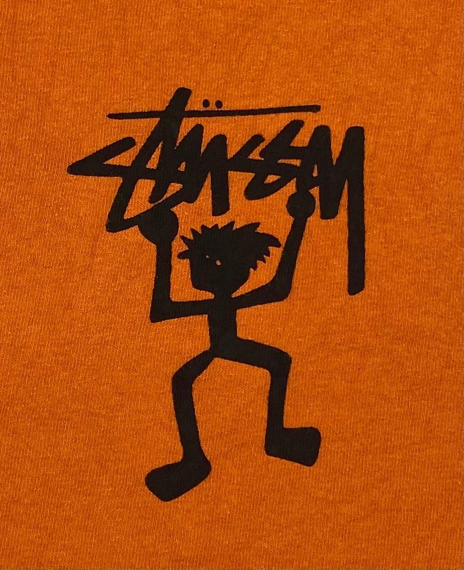 OLD STUSSY 90s 白タグ USA製 L オレンジ シャドーマン Tシャツ