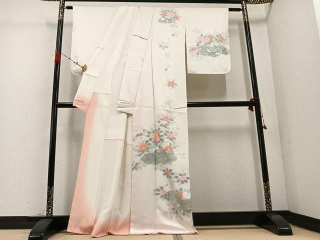 平和屋着物 訪問着 雲重ね椿文 金銀彩 正絹 ph