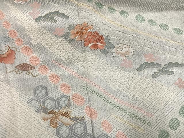  平和屋着物 訪問着 絞り 刺繍 飛鶴草花文 金彩 正絹 ph 訪問着 付け下げ 着物