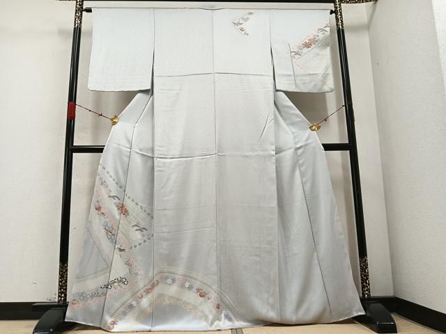 平和屋着物 訪問着 絞り 刺繍 飛鶴草花文 金彩 正絹 ph