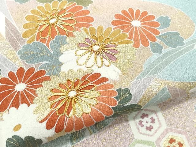 平和屋着物●訪問着　駒刺繍　松川菱花文　金彩　正絹　逸品　AAAQ0664np 平和屋着物○訪問着 駒刺繍 松川菱花文 金彩 正絹 逸品 AAAQ0664np