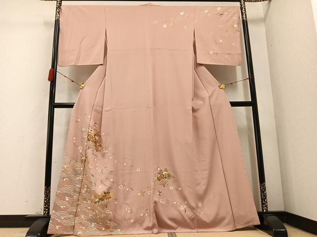 平和屋着物 訪問着 立波扇面花文 金彩 正絹 ph