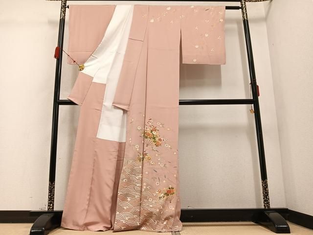 平和屋着物 訪問着 立波扇面花文 金彩 正絹 ph