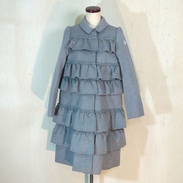 新品】BORDERS at BALCONY フリルコート ウールコート グレ
