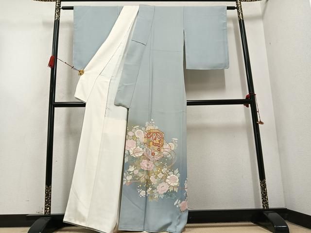 平和屋着物 京友禅の第一人者 松井青々 色留袖 駒刺繍 貝桶花文 暈し染め 金彩 正絹 ph