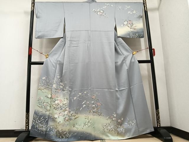 平和屋着物 訪問着 友禅 枝花船文 暈し染め 三越扱い 正絹 ph
