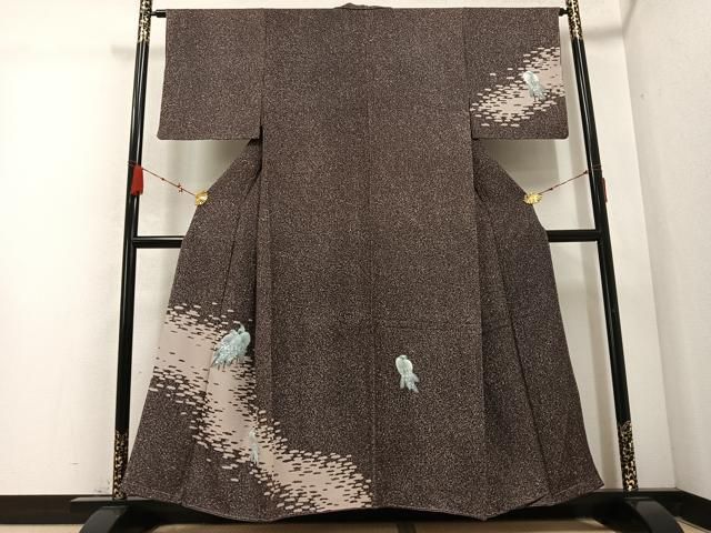 平和屋着物 訪問着 手描き 鷺 たたき染め 金彩 さが美扱い 正絹 ph