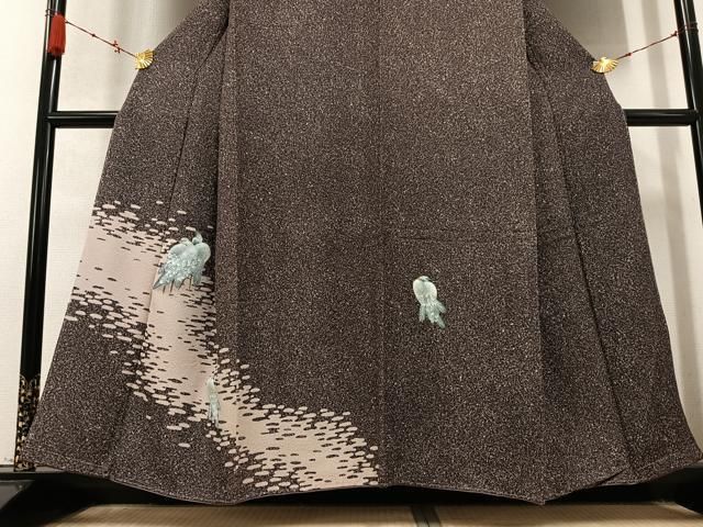  平和屋着物 訪問着 手描き 鷺 たたき染め 金彩 さが美扱い 正絹 ph 訪問着 付け下げ 着物