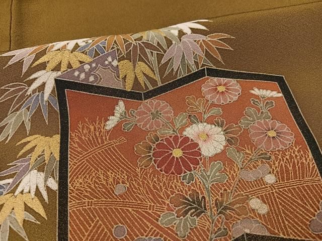  平和屋着物 訪問着 群れ鶴 草花文 暈し染め 金彩 正絹 ph 訪問着 付け下げ 着物