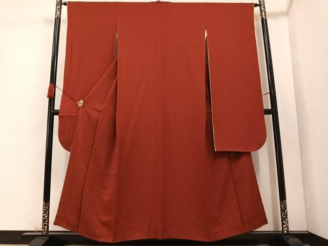 平和屋着物 皇室デザイナー 中村乃武夫 振袖 色無地 紅海老茶色 正絹 ph