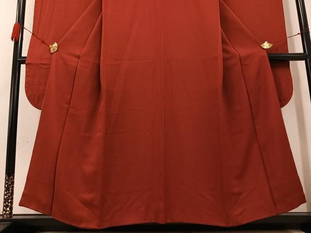 平和屋着物○皇室デザイナー 中村乃武夫 振袖 色無地 紅海老茶色 正絹