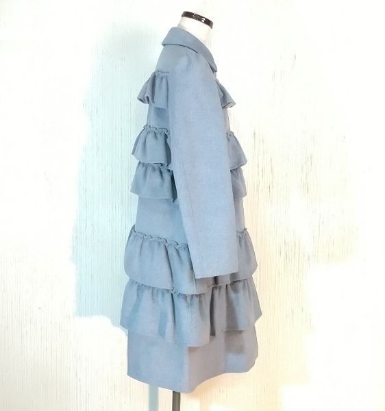 新品】BORDERS at BALCONY フリルコート ウールコート グレ