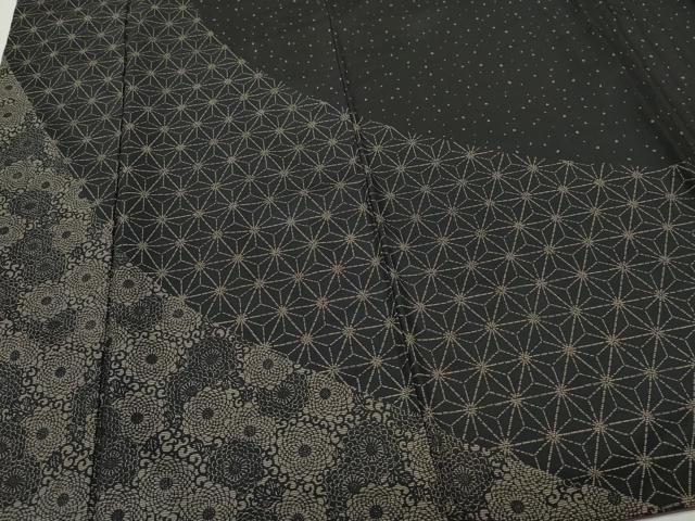  平和屋着物 訪問着 本場染大島紬 麻の葉花文 正絹 vf 訪問着 付け下げ 着物
