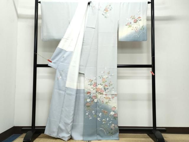 平和屋着物 訪問着 友禅 作家物 枝花文 暈し染め 正絹 vf