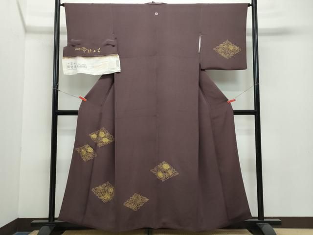 平和屋着物 訪問着 刺繍 更紗花唐草文 金彩 反端付き 正絹 vf