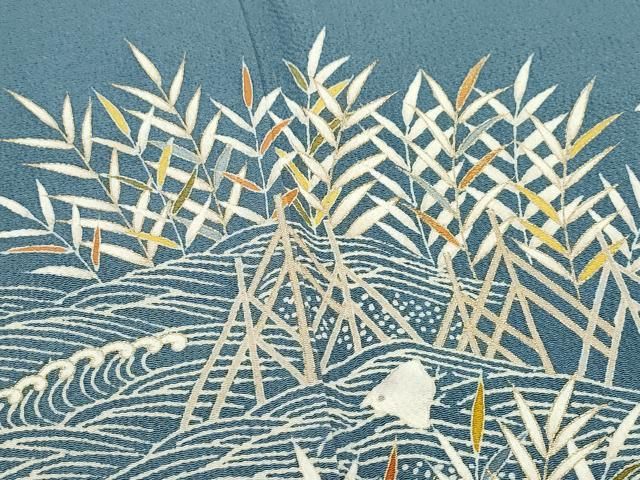  平和屋着物 訪問着 立波千鳥草木文 金彩 鬼しぼ縮緬 正絹 vf 訪問着 付け下げ 着物