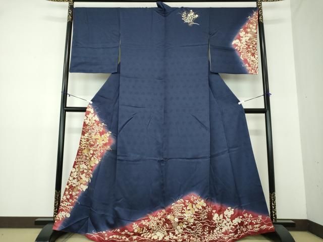 平和屋着物 訪問着 秋草文 暈し染め 金彩 正絹 ps