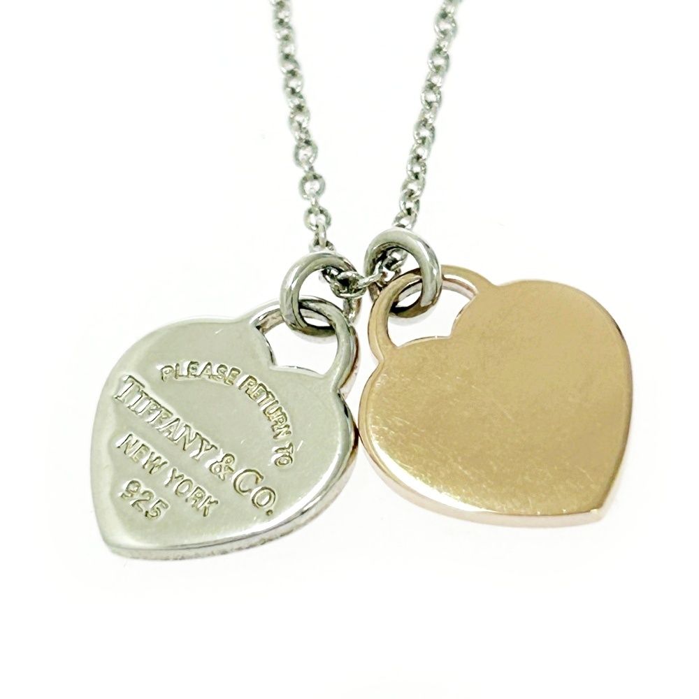 TIFFANY-Co. ティファニー シルバー リターントゥ ミニ ダブルハート ネックレス 2.9g 925 METAL刻印 496191 ネックレス