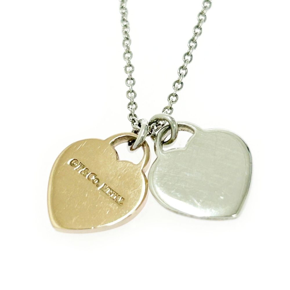 TIFFANY-Co. ティファニー シルバー リターントゥ ミニ ダブルハート ネックレス 2.9 g 925 METAL刻印 496191