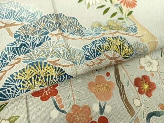  平和屋着物 訪問着 駒刺繍 飾花文 暈し染め 金彩 正絹 ps 訪問着 付け下げ 着物