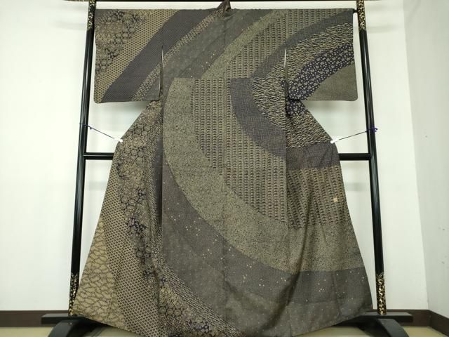 平和屋着物 藍染工房 こんや 全国阿波藍染染織作家協会会員 松本輝夫 本場染大島紬 訪問着 鳥獣花文 金彩 正絹 ps