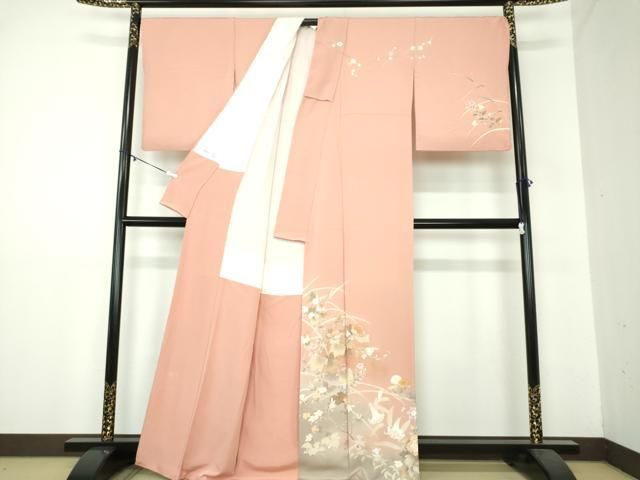 平和屋着物 訪問着 草花文 暈し染め 金彩 正絹 ps