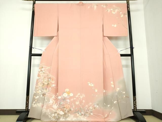 平和屋着物 訪問着 草花文 暈し染め 金彩 正絹 ps