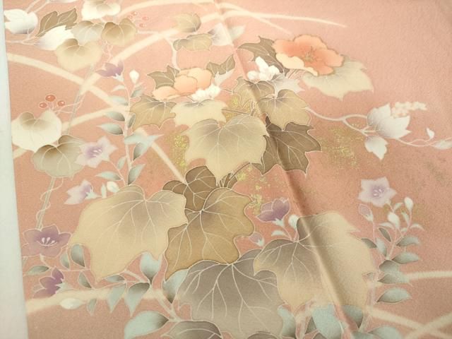  平和屋着物 訪問着 草花文 暈し染め 金彩 正絹 ps 訪問着 付け下げ 着物