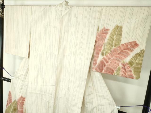 平和屋着物○訪問着 紬地 手描き 草葉文 正絹 逸品 DAAZ0212ps