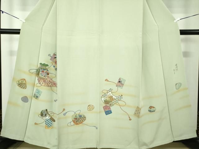  平和屋着物 内山晴祥 手描き 訪問着 源氏物語 貝合わせ花文 金彩 正絹 ps 訪問着 付け下げ 着物