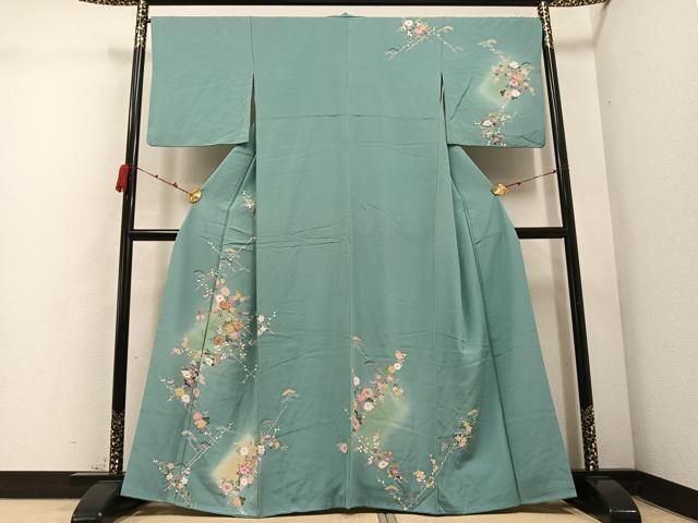 平和屋着物 訪問着 友禅 駒刺繍 枝花文 暈し染め 正絹 ph