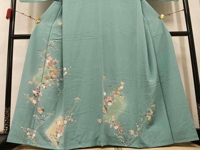  平和屋着物 訪問着 友禅 駒刺繍 枝花文 暈し染め 正絹 ph 訪問着 付け下げ 着物