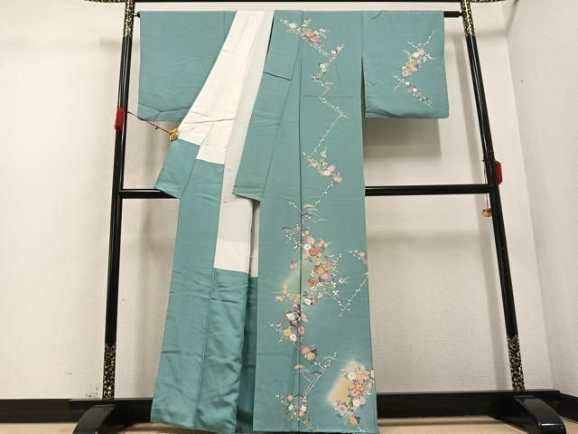 平和屋着物 訪問着 友禅 駒刺繍 枝花文 暈し染め 正絹 ph