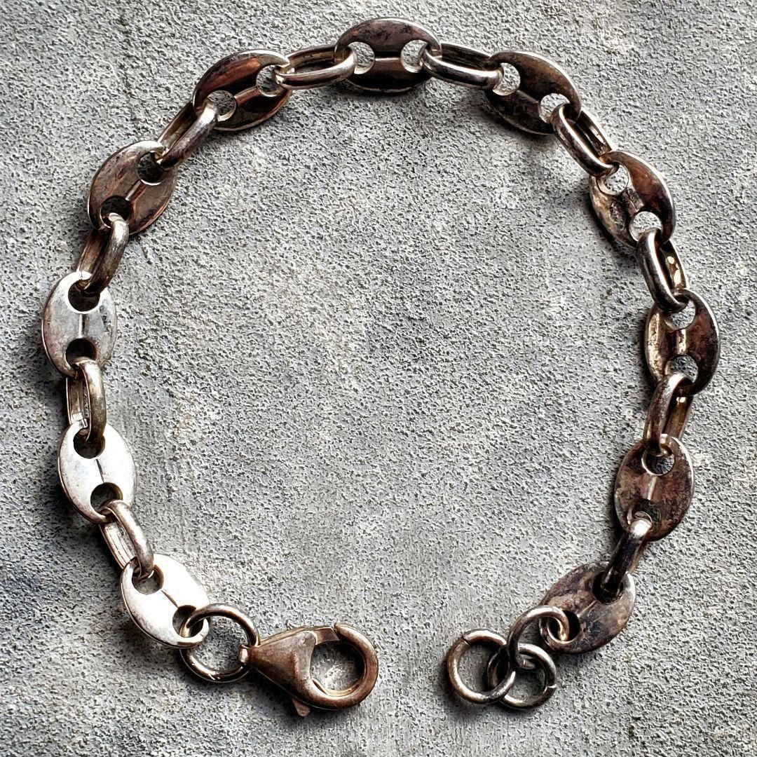 ヴィンテージ ツインホールリンクチェーン ブレスレット 豚鼻 チェーンブレスレット インダストリアルデザイン ユニセックス ストリート Chain Bracelet Industrial Style Oxidized Finish