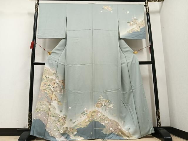 平和屋着物 訪問着 地紙花蝶文 暈し染め 金彩 正絹 ph