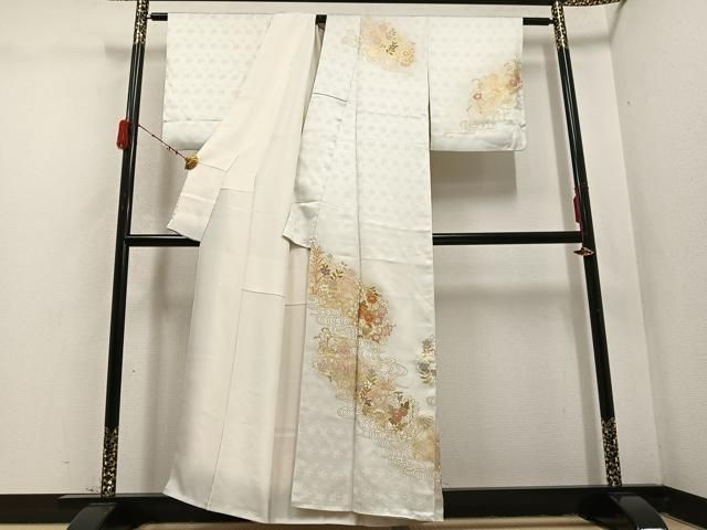 平和屋着物 訪問着 駒刺繍 流水草花文 金彩 正絹 ph