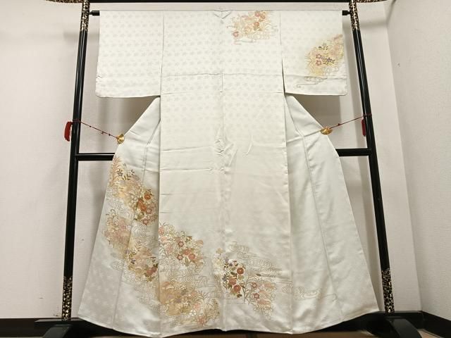 平和屋着物 訪問着 駒刺繍 流水草花文 金彩 正絹 ph