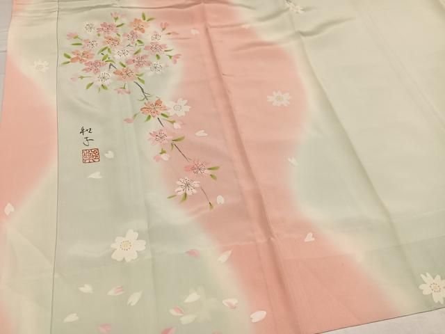  平和屋着物 長襦袢 無双仕立て 作家物 桜 暈し染め 正絹 ph 長襦袢 長襦袢 半襦袢
