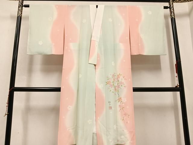 平和屋着物 長襦袢 無双仕立て 作家物 桜 暈し染め 正絹 ph