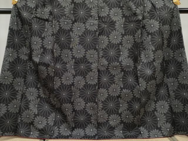  平和屋着物 上 本場大島紬 7マルキ 泥染め 菊尽くし そごう扱い 証紙付き s 5 紬 着物