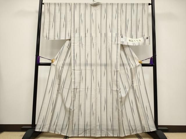 平和屋着物 上 夏物 明石ちぢみ 間道 練色地 証紙付き s 5