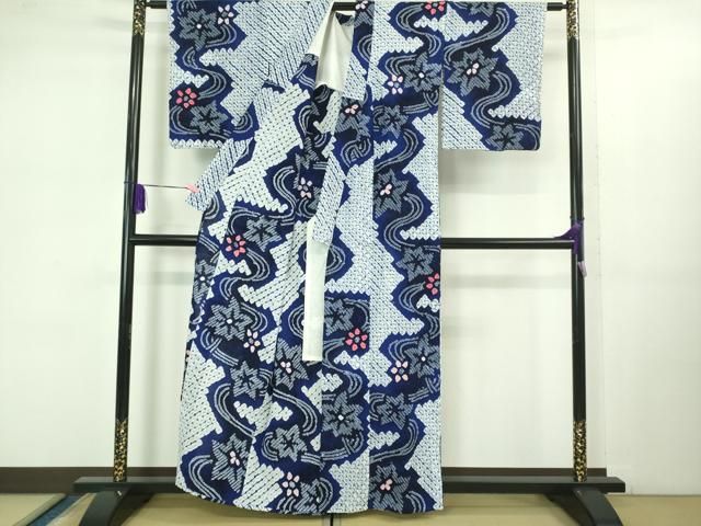 平和屋着物 上 夏物 浴衣 有松鳴海絞り 流水花文 綿 kh 5