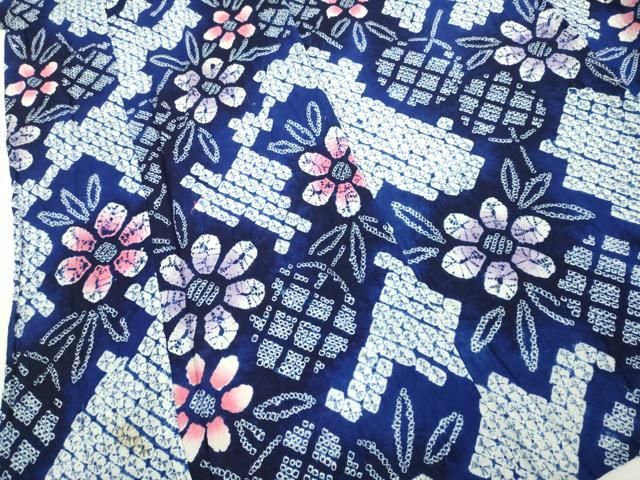  平和屋着物 上 夏物 浴衣 有松鳴海絞り 団扇 うちわ 草花文 綿 kh 5 浴衣単品 浴衣